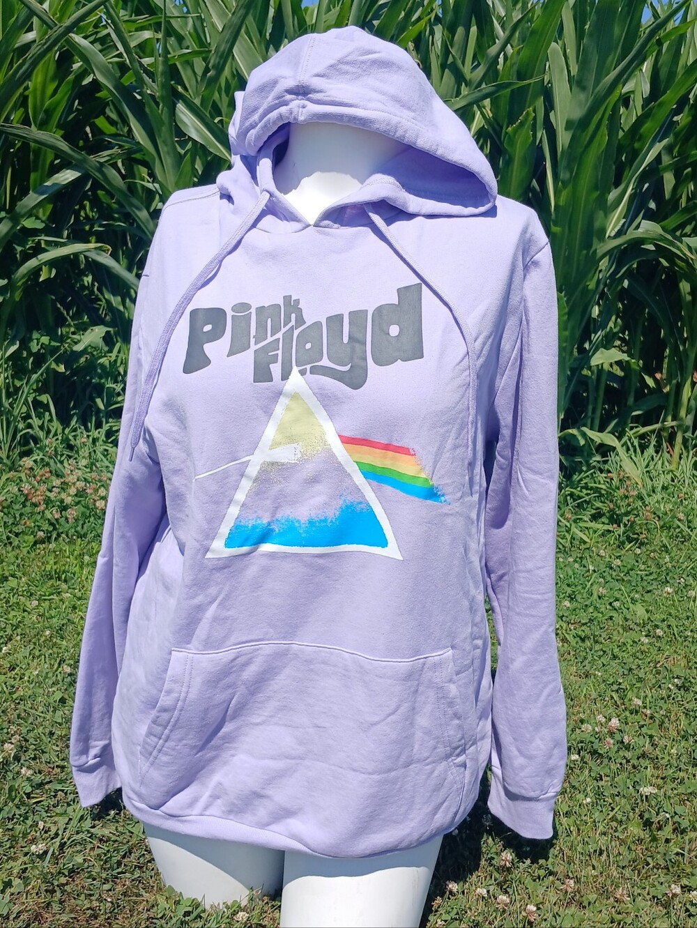 Pink Floyd Dark Side of the Moon Hoodie Purple Lilac Lavender Sweatshirt size XL